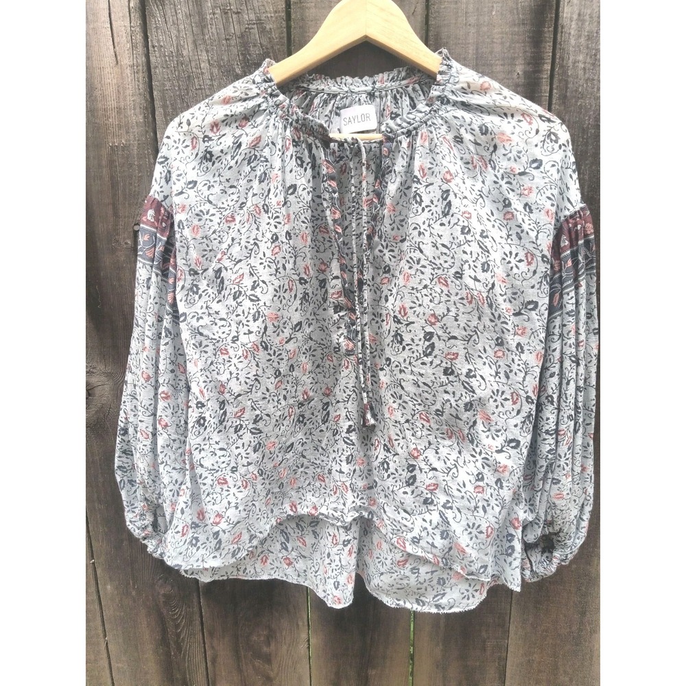 Saylor/Revolve Women's‎ Bohemian Peasant Oversized Floral Blouse S